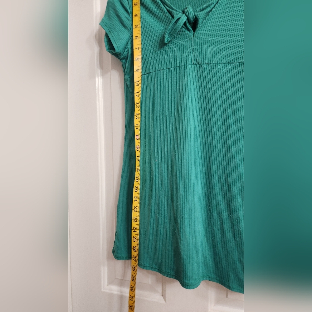 Mini Buttercup Ribbed Knit Dress - Kelly Green Bow Accent - Picture 3 of 5